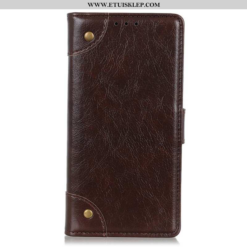 Etui Folio do Sony Xperia 1 IV Stylowa Skóra Nappa Z Nitami